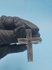 Colgante de Moissanita con Diseño Cruzado de Plata 925, Colgante Cristiano, Colgante de Fe Religiosa, Joyería Hip Hop, Regalos de Comunicación - Product Image 3