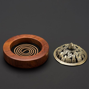 Quemador de incienso de madera altamente exigente/Mubkhar con tapa metálica para mantener el quemador Bakhoor de bobina de fragancia para regalo de Ramadán - Product Image 1
