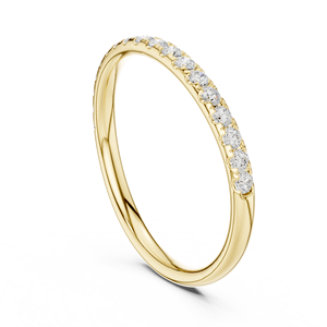 Yellow Gold Lab Grown Diamond Pavé Eternity Band Delicate Micro-Prong <b>Stacking</b> Wedding <b>Ring</b> Women's Fine Jewelry - Product Image 3