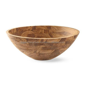 Bol en bois artisanal classique pour table à manger, service de salade, rangement de fruits, produit en bois massif de qualité supérieure - Product Image 3