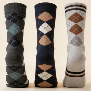 <b>Men's</b> Crew <b>Socks</b> 100% Cotton Breathable Knitted Solid Regular Style Daily Wear Autumn Season Standard <b>Thickness</b> - Product Image 5
