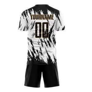 ชุดเสื้อฟุตบอลแบบกำหนดเอง พิมพ์ลายแบบ Sublimated ชื่อทีม 00 สีดำขาว คอกลม แขนสั้น ระบายเหงื่อได้ดี สำหรับผู้ใหญ่ ทั้งชายและหญิง - Product Image 3
