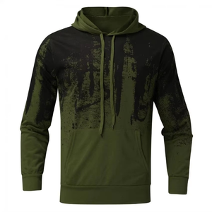 Conjunto Deportivo con Capucha para Hombre, Verde Sólido, Elástico en Cuatro Direcciones, Cierre con Cordón, Forro Polar de Poliéster, Ropa Casual de Otoño - Product Image 2