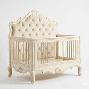 Cuna de madera de caoba tallada, muebles para habitación infantil hechos a mano en Indonesia - Product Image 3