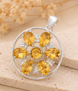 จี้เงินแท้ 925 ประดับซิทรินธรรมชาติสำหรับผู้หญิง |   จี้สร้อยคอพลอยสีเหลืองทำมือ |   เครื่องประดับหรูหรา - Product Image 2