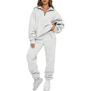 Conjunto Deportivo de Dos Piezas Reversible para Mujer, a Prueba de Viento, de Forro Polar para Invierno, Pantalón Largo, Poliéster/Algodón de Alta Elasticidad, Estilo Hip-Hop - Product Image 3