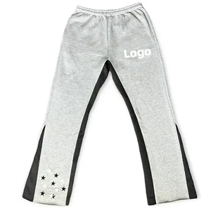 Custom Sun Faded Canvas Mid Flared Trousers OEM Service Lightweight 100% Cotton Color Block Patchwork Stonewashed Flare Pants - Product Image 5