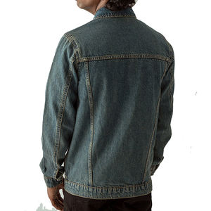 Veste en jean personnalisée au design spécial, simple et décontractée, pour homme, style rétro, délavée, dégradée, coupe ample, col montant - Product Image 4