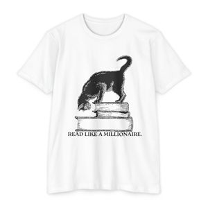 เสื้อยืดลายกราฟิกแมวอ่านหนังสือสไตล์วินเทจ – เสื้อยืดผ้าฝ้ายลำลองสำหรับทุกเพศ, เสื้อสำหรับคนรักหนังสือ - Product Image 6