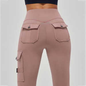 Custom Women's High Waist Slim Fit Push Stretch Knitted Eco-Friendly <b>Tummy</b> <b>Control</b> Cargo Fitness Yoga Leggings Pockets - Product Image 6