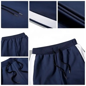 Conjunto Deportivo Unisex Azul Marino, Sudadera de Cuello Redondo con Rayas Blancas, Pantalones Largos con Cordón Ajustable, Ropa Casual para Adultos - Product Image 4