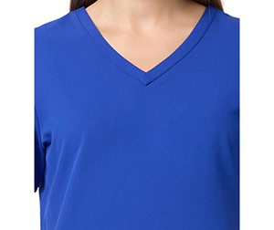 Ensemble de blouses d'hôpital en coton tissé bleu roi à col en V pour femmes avec poches et détection d'aiguilles - Product Image 4