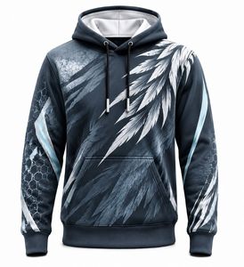 Sudadera con Capucha para Hombre con Estampado de Plumas, Corte Regular, Informal, Tejida, con Estampado por Sublimación - Product Image 4