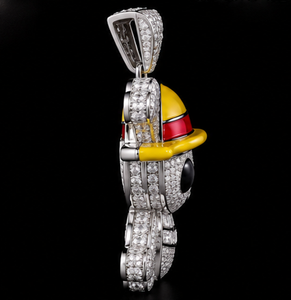 Colgante de Moissanita Esmaltada en Amarillo y Rojo, Colgante de Cruz, Amuleto de Calavera, Joyería en Tono Plateado, Regalo - Product Image 4