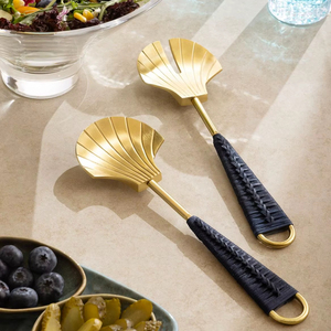 Ensemble d'ustensiles de service polyvalents en métal, idéal pour mélanger sans effort les salades de légumes à feuilles, les pâtes et les plats froids. - Product Image 1