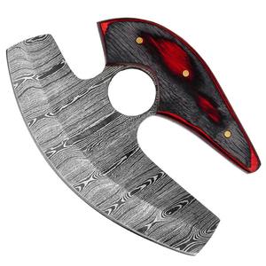 Hache à pizza en acier Damas de haute qualité avec une poignée à motifs magnifiques pour une utilisation confortable et des performances durables - Product Image 1