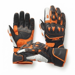 Guantes de Motocicleta de Cuero Resistentes, Guantes de Protección para Manos, Guantes de Cuero para Motocicleta con Dedos Completos, Transpirables, con Cierre de Velcro - Product Image 3