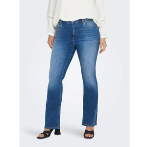 Jean évasé taille mi-haute pour femme, coupe bootcut, en denim bleu respirant et écologique, service OEM, multi-poches, grandes tailles - Product Image 1