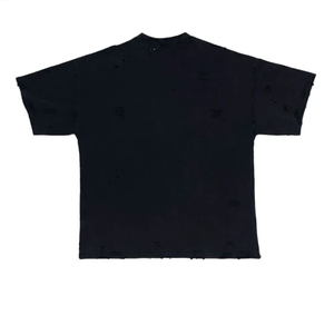 T-shirt homme noir surdimensionné avec logo personnalisé, effet vieilli, 100% coton, épais, uni, vintage, haute qualité - Product Image 3