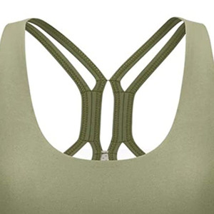 Soutien-gorge de sport vert sans coutures pour femme, haut de yoga rembourré et de maintien, vêtement de sport, soutien-gorge d'entraînement à dos croisé - Product Image 6