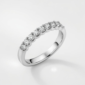 14K Solid White Gold Diamond Half Eternity <b>Ring</b> Classic Prong Set Anniversary Band Fine Jewelry for Women Elegant <b>Stack</b> <b>Ring</b> - Product Image 1