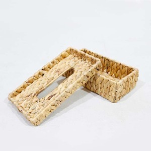 Hot Sales Woven Water Hyacinth Rectangle Tissue Cover Holder <b>Box</b> with <b>Drop</b>-On Top Lid - Product Image 2