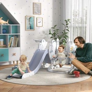 Gray Indoor Toddler Swing and Slide Fun Climber Play Structure for Younger Kids - Product Image 1