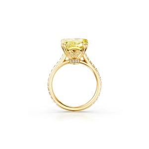 1CT Fancy Yellow Radiant Cut Lab Grown Diamond Engagement Ring 9K Yellow Gold <b>Heart</b> Prong Solitaire Pave Bridal Jewelry - Product Image 5