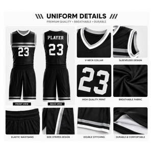 Conjunto de Uniforme de Baloncesto Personalizable con Nombre de Equipo Impreso, Pantalones Cortos de Verano Unisex para Hombre, Talla Grande, 100% Poliéster de Secado Rápido - Product Image 4