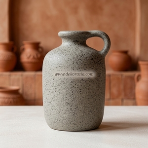 Vase <span class=keywords><strong>Pichet</strong></span> Rustique en <span class=keywords><strong>Terre</strong></span> Cuite Gris Foncé Soso, Pot en Céramique Artisanale, Récipient Décoratif en Grès, Vente en Gros - Product Image 3