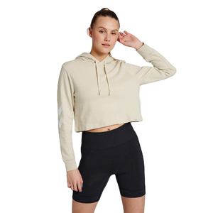 VIBE CRAFT Women's Hooded Crop Top 100% Cotton Eco-Friendly Quick Dry Breathable Casual Autumn <b>Drop</b>-Shoulder Sleeves - Product Image 1