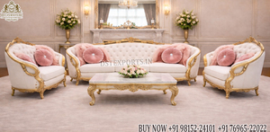 Elegante Juego de Muebles de Salón con Detalles Plateados, Sofá Acolchado de Cinco Plazas, Cómodo y de Lujo, Estilo Clásico, Juego de Sofás de Madera en Oferta en el Reino Unido - Product Image 3