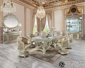 ชุดโต๊ะรับประทานอาหารสไตล์บาโรกแบบคลาสสิก 10 ที่นั่ง ซื้อขายส่งเฟอร์นิเจอร์ห้องรับประทานอาหารแกะสลักด้วยมือ โต๊ะสำหรับครอบครัวสไตล์วิคตอเรียนสุดหรูจากสหราชอาณาจักร - Product Image 2