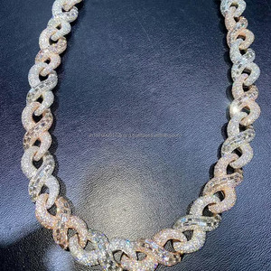 Fully Iced Out Round Moissanite Cuban Link Chain Diamond <b>Studded</b> Hip Hop Necklace Luxury Bling Chain <b>for</b> <b>Men</b> - Product Image 2