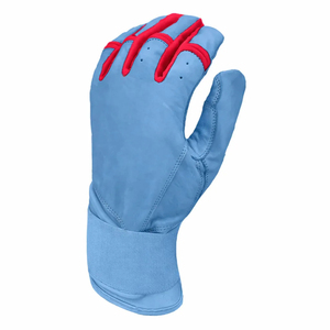 Elite Light Blue Red Genuine Cowhide Leather Batting Gloves Heavy Duty Protective Grip Adult Custom Baseball Gloves - Product Image 5