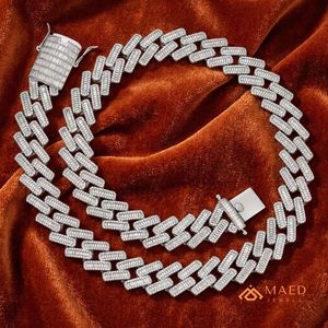 Collier en argent sterling 925 avec moissanite, chaîne cubaine, bijoux de mode pour femmes et hommes, bijoux fins de la ville de New York, style moderne classique - Product Image 3