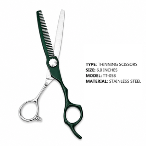 Ciseaux de coiffure professionnels en acier inoxydable de 6 pouces avec manche vert, ciseaux de barbier, ciseaux de coiffure pour salon - Product Image 1