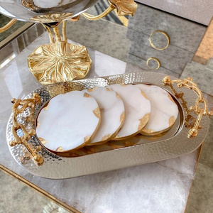 Top Quality <b>Food</b> <b>Server</b> Tray Customized Metal Tray Luxurious Design Shiny Finishing Dinner Table Decoration Serving Tray - Product Image 1