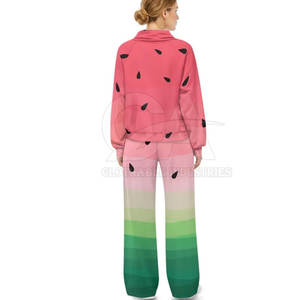 Conjunto Deportivo de Dos Piezas para Mujer, Estampado Completo, Algodón/Poliéster, Ropa Casual 2026, Personalizable - Product Image 2