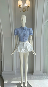 Coshe Hazel Conjunto elegante blusa con cuello con mangas hinchadas y Linda falda de globo niñas estilo callejero conjunto de mujer ropa de moda - Product Image 3