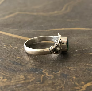 Sterling <b>Silver</b> 925 Designer <b>Emerald</b> Cut Gemstone <b>Ring</b> (2.9 Grams) Oval Unisex Wear Lightweight comfortable - Product Image 3