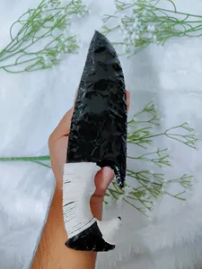 Athame en obsidienne noire de 10 pouces, lame en verre volcanique taillée à la main, poignard de présentation - Product Image 3
