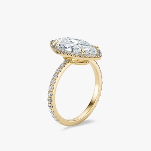 Anillo de Boda con Halo de Diamantes Cultivados en Laboratorio, Corte Marquesa de 5.5 CT, Banda Pavé de Oro de 14K, Joyería Personalizada B2B - Product Image 1