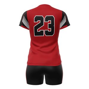 Ensemble de maillots de volley-ball personnalisés en gros pour femmes, uniforme sans manches avec short et manchons de bras, vêtements de sport par sublimation, OEM - Product Image 2