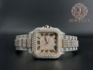 Reloj de Lujo con Diamantes Moissanite y Logotipo Personalizado, Estilo Hip Hop, Acero Inoxidable, para Hombre, Disponible para Exportación - Product Image 1