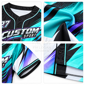 Maillot de baseball personnalisé unisexe, sublimation, chemise de sport à manches courtes boutonnée, uniforme d'équipe personnalisé, coupe oversize, été - Product Image 5
