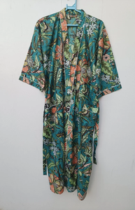 Bata Kimono de Algodón Suave y Transpirable con Estampado Digital de Dibujos Animados Naaz Textile para Mujer, Camisón de Verano Hecho a Mano ODM con Cuello en V y Cintura Elástica - Product Image 3