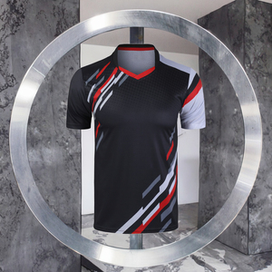 Sublimation Badminton Jersey Unisex <b>Polyester</b>/Cotton Knitted Short Sleeve Neck Drop Shoulders Regular Length Anti-Wrinkle 220g - Product Image 5