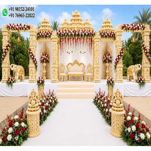 Décoration de Mandap Muhurtham pour mariage indien du Tamil Nadu, style grand temple, pour les mariages tamiliens. - Product Image 1