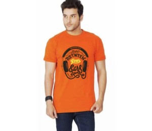 T-shirt blanc à manches courtes pour homme avec imprimé casque audio, col rond, coupe ajustée, en jersey de coton décontracté - Product Image 4
